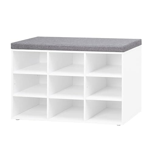 DINZI LVJ Shoe Storage Bench with Cushion, 9 Cubbies (31.5 in)