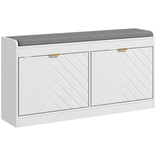 HOMCOM Shoe Bench with 2 Flip Drawers and Rear Vents (837-448)