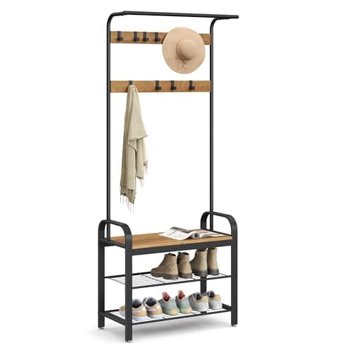 VASAGLE 4-in-1 Hall Tree with 9 Removable Hooks and Hanging Rod (UHSR40)