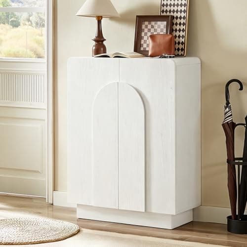 ONBRILL Solid Wood Shoe Cabinet with Arched Doors, 6-Tier