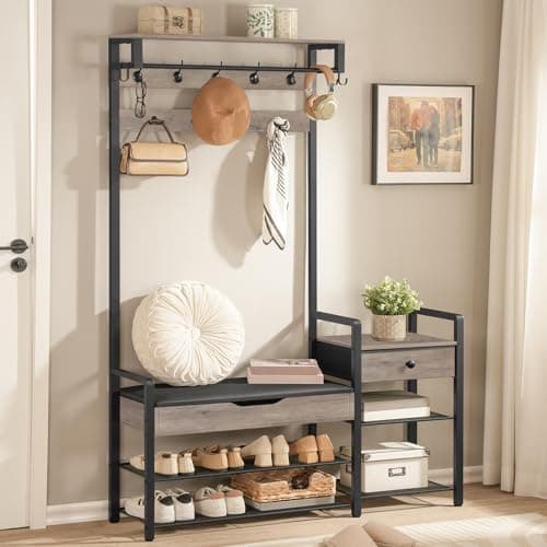 HOOBRO Hall Tree with Flip-Top Storage Box and Drawer (BG110MT01)