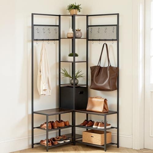 VEVOR Corner Hall Tree with Shoe Bench, 70.9 in