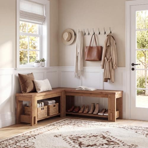 LITTLE TREE L-Shaped Corner Shoe Bench, 47 in
